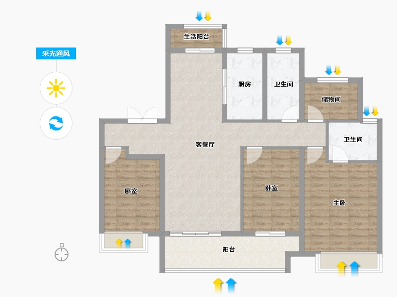 河南省-安阳市-安阳建业光明府-116.71-户型库-采光通风