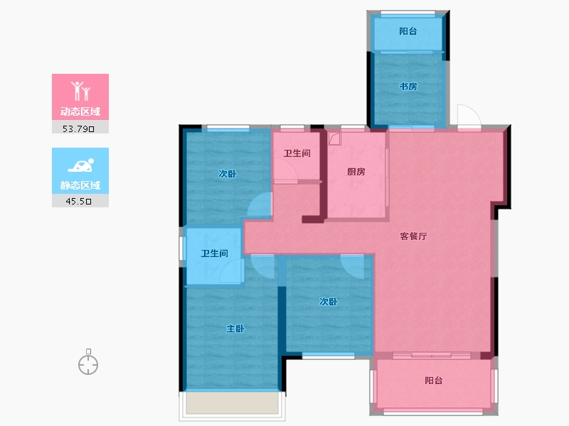 浙江省-台州市-方远建发·缦云-89.07-户型库-动静分区