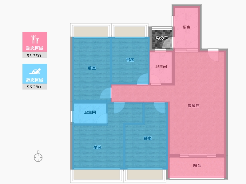 广东省-佛山市-广佛新世界花园洋房-101.08-户型库-动静分区