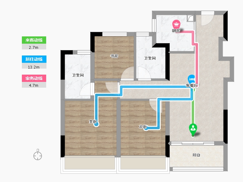 浙江省-杭州市-朗拾滨屿府-70.14-户型库-动静线