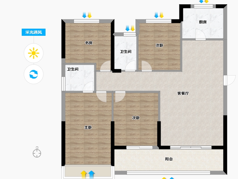 甘肃省-庆阳市-阳周一品-108.00-户型库-采光通风