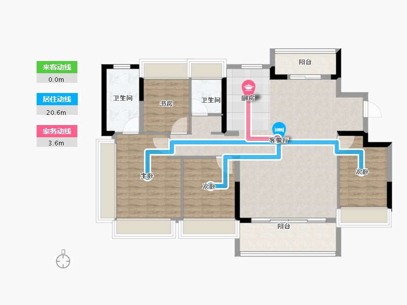 广东省-中山市-万科深业·湾中新城·全新洋房组团-111.00-户型库-动静线