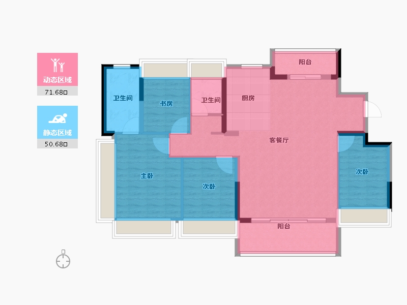 广东省-中山市-万科深业·湾中新城·全新洋房组团-111.00-户型库-动静分区