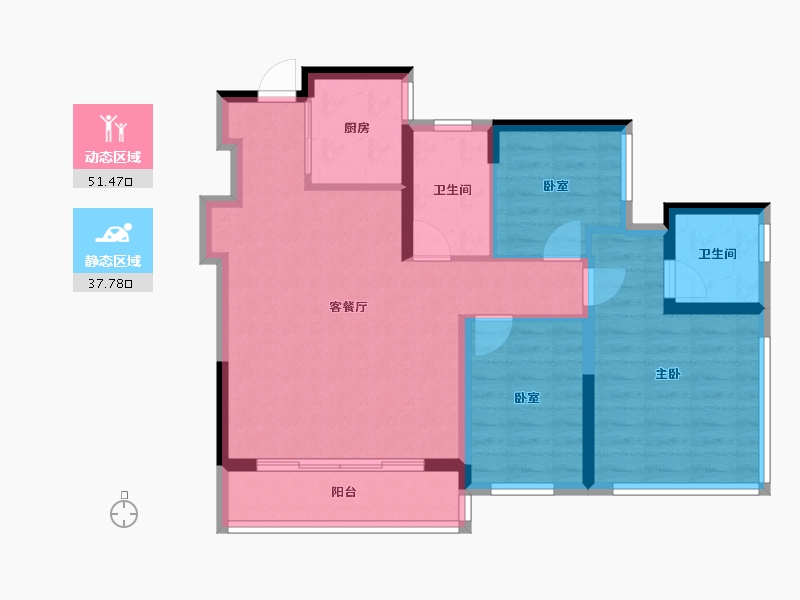 广东省-珠海市-横琴华发金融城·横琴玺-79.58-户型库-动静分区