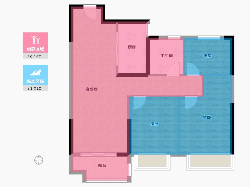 湖北省-武汉市-伟鹏硅谷小镇—期-72.81-户型库-动静分区