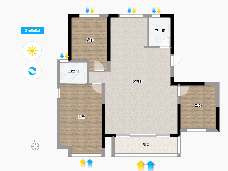 河北省-石家庄市-安联天颂-113.50-户型库-采光通风