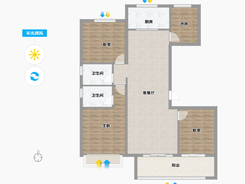 山东省-泰安市-肥城上城郦景-114.09-户型库-采光通风