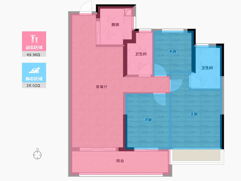 浙江省-湖州市-绿翠芳映轩-76.69-户型库-动静分区