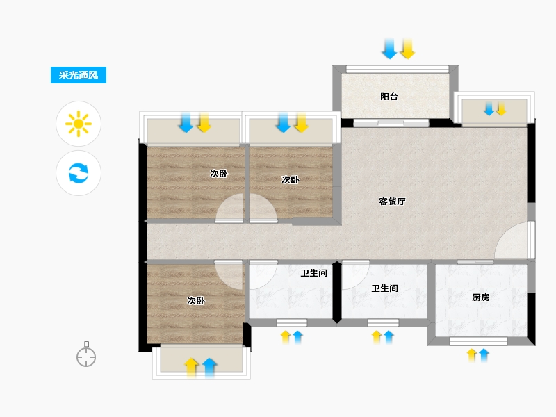 广东省-深圳市-坪山城投·鸿鹄里-69.00-户型库-采光通风