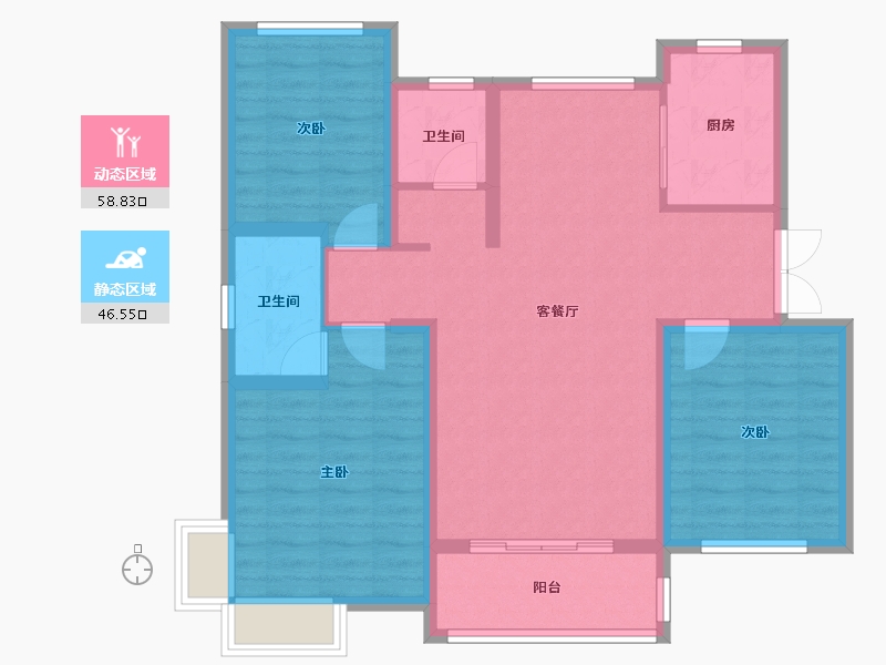 山东省-济南市-荣盛华府-94.40-户型库-动静分区