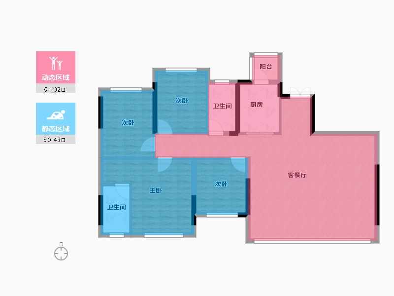 四川省-成都市-邦泰天府云璟-103.45-户型库-动静分区