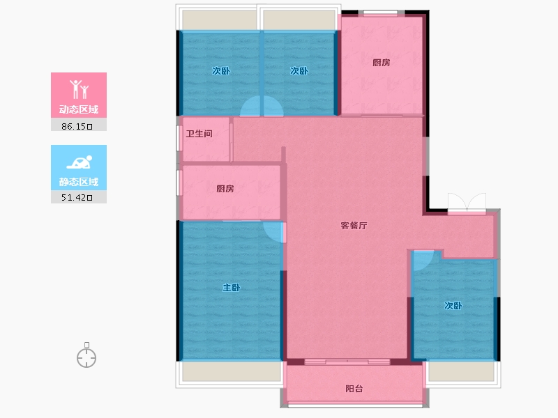 上海-上海市-中铁·峯汇里-138.47-户型库-动静分区