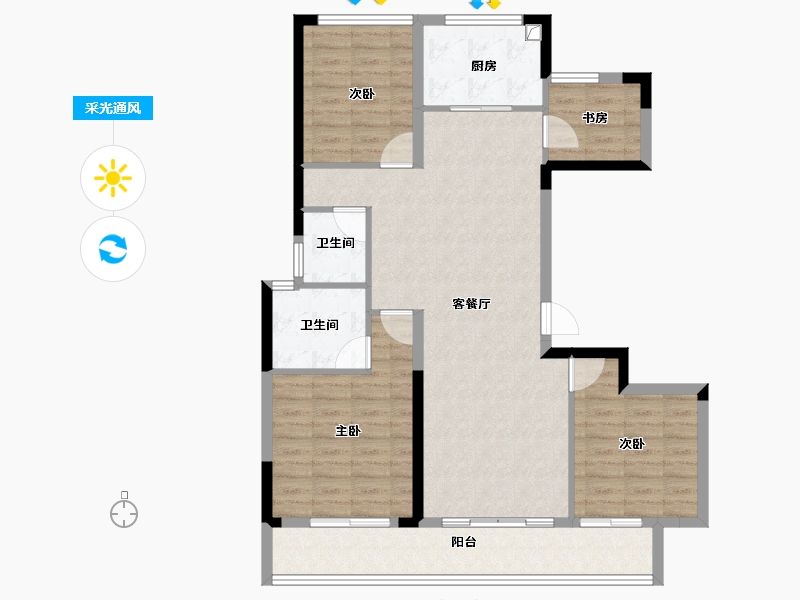 浙江省-金华市-蓝城天玥-101.60-户型库-采光通风