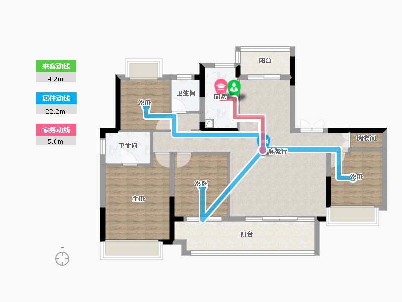 湖北省-宜昌市-宝业沁园-106.71-户型库-动静线