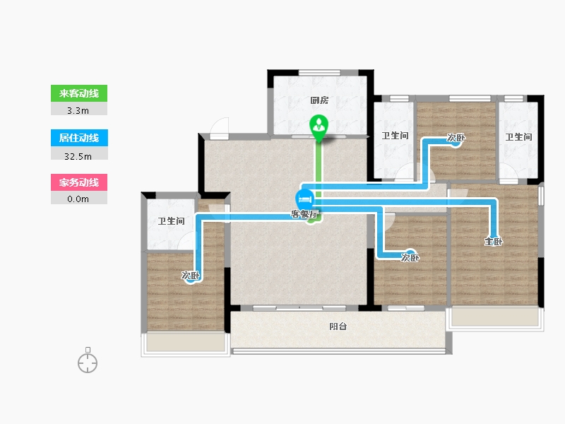 浙江省-杭州市-樾章璟琇名邸-134.00-户型库-动静线