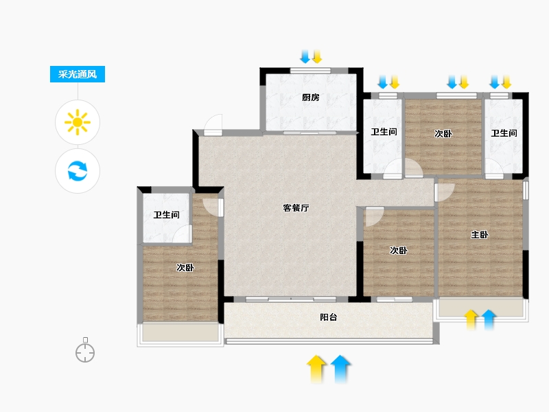 浙江省-杭州市-樾章璟琇名邸-134.00-户型库-采光通风