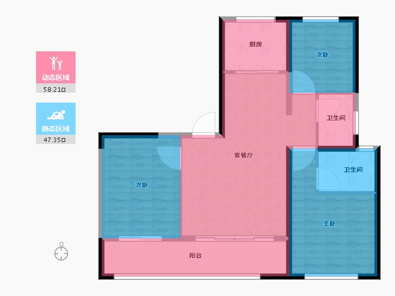 陕西省-宝鸡市-高新序-95.61-户型库-动静分区