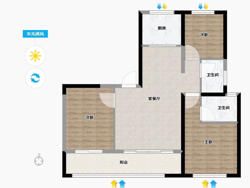 陕西省-宝鸡市-高新序-95.61-户型库-采光通风