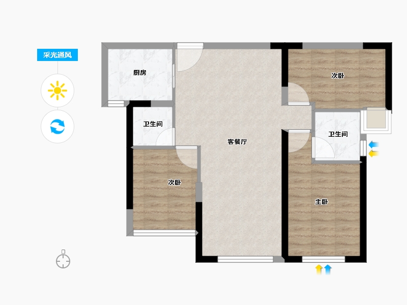 福建省-厦门市-象屿西溪云境-76.00-户型库-采光通风