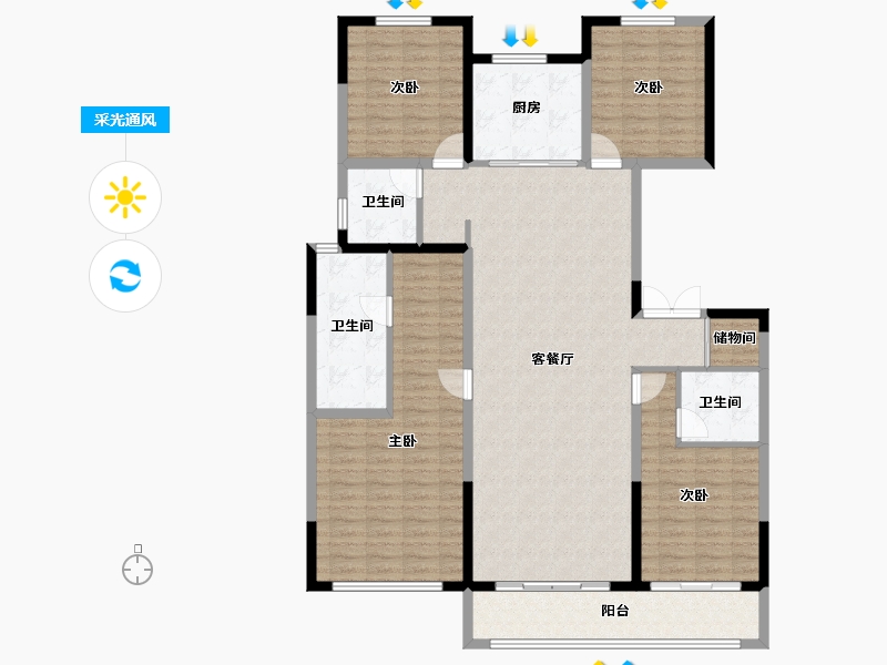 河北省-廊坊市-上善颐园含芳苑2期-143.40-户型库-采光通风