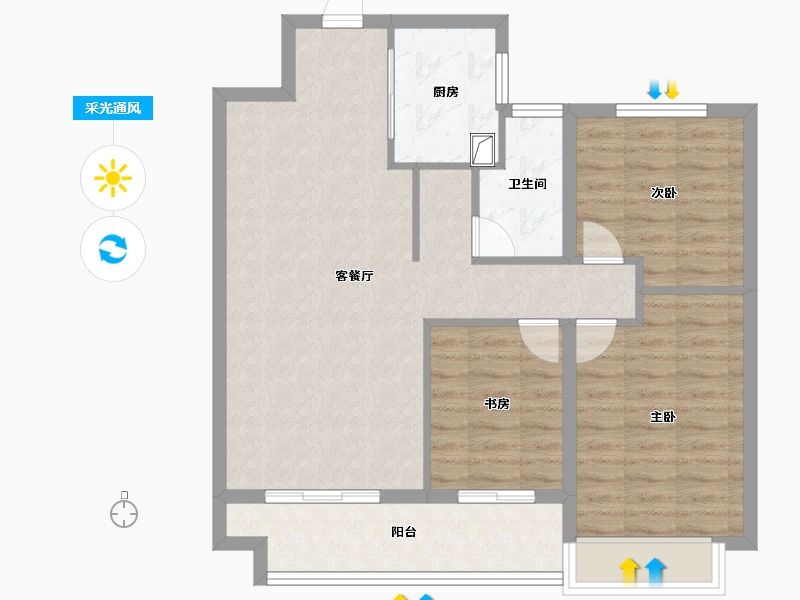 山西省-临汾市-光宇·誉品-82.40-户型库-采光通风