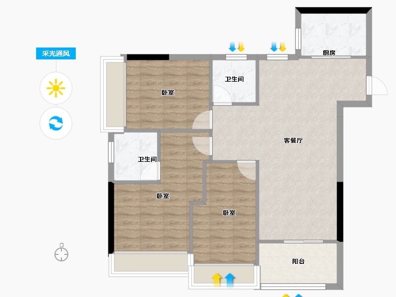 广东省-深圳市-城建云宸汇-82.67-户型库-采光通风