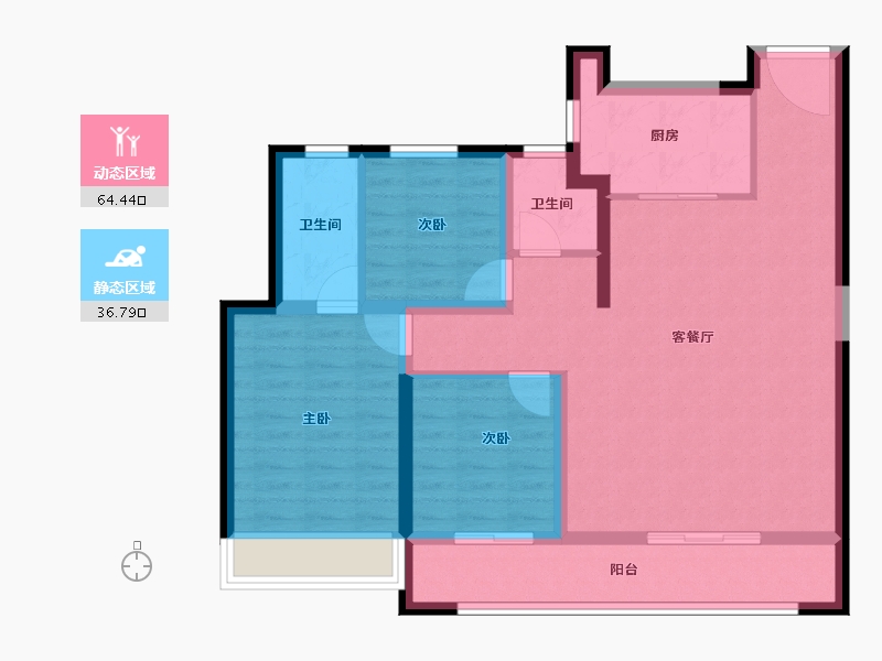 陕西省-西安市-保利阅云台-90.37-户型库-动静分区