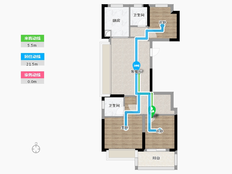 上海-上海市-中铁建万科朗拾花语-76.11-户型库-动静线