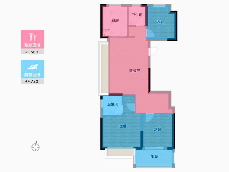 上海-上海市-中铁建万科朗拾花语-76.11-户型库-动静分区