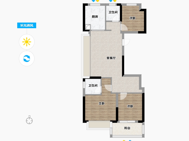 上海-上海市-中铁建万科朗拾花语-76.11-户型库-采光通风