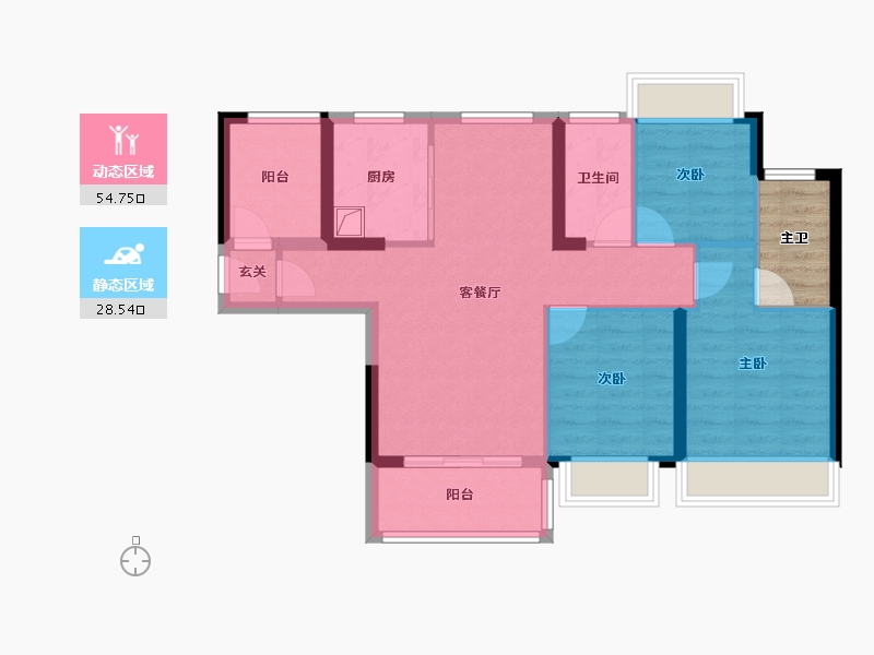 广东省-珠海市-华发水岸新城·水岸华府-77.54-户型库-动静分区