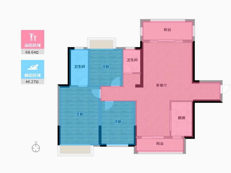 湖南省-永州市-北美枫景-103.52-户型库-动静分区