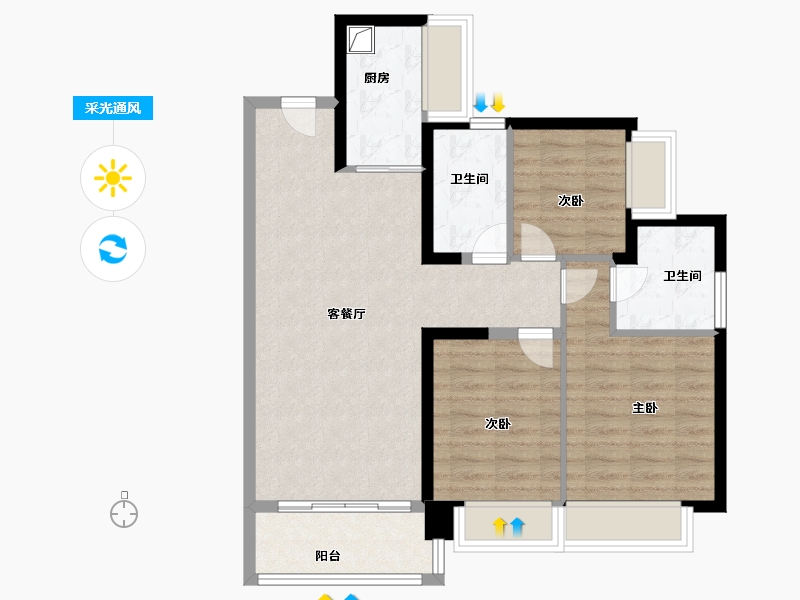 广东省-深圳市-万丰海岸城瀚府二期-80.00-户型库-采光通风