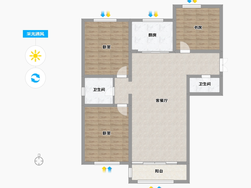 青海省-西宁市-泰来阳光-106.40-户型库-采光通风