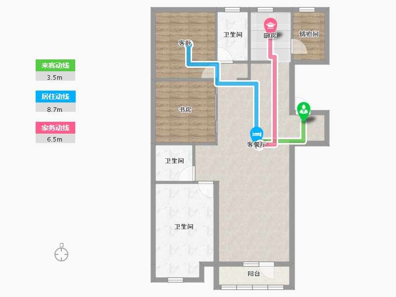 吉林省-延边朝鲜族自治州-嘉年华公馆·大千城二期-98.07-户型库-动静线