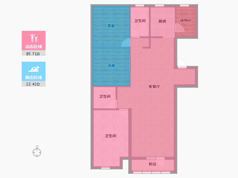 吉林省-延边朝鲜族自治州-嘉年华公馆·大千城二期-98.07-户型库-动静分区