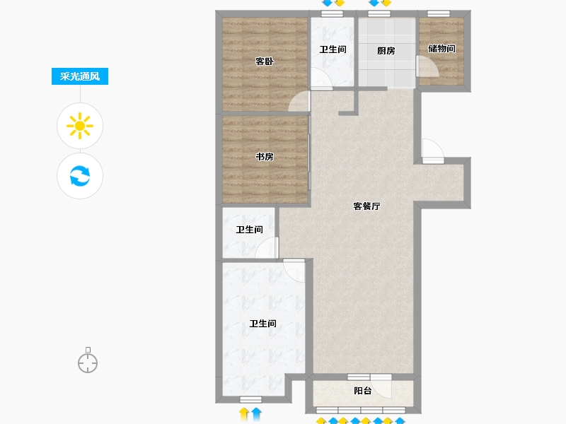 吉林省-延边朝鲜族自治州-嘉年华公馆·大千城二期-98.07-户型库-采光通风