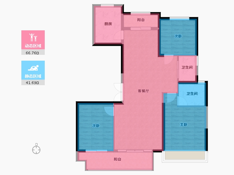 陕西省-西安市-绿城蘭园-98.48-户型库-动静分区