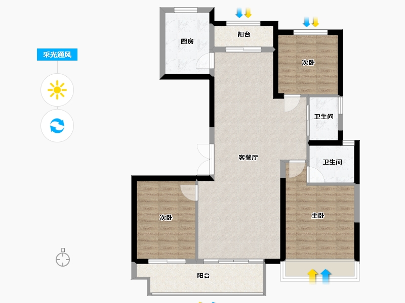 陕西省-西安市-绿城蘭园-98.48-户型库-采光通风