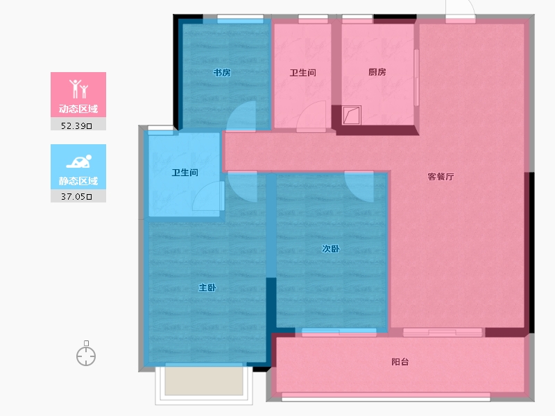 浙江省-宁波市-璟辰府-80.00-户型库-动静分区