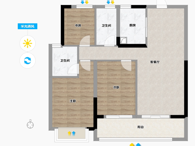 浙江省-宁波市-璟辰府-80.00-户型库-采光通风