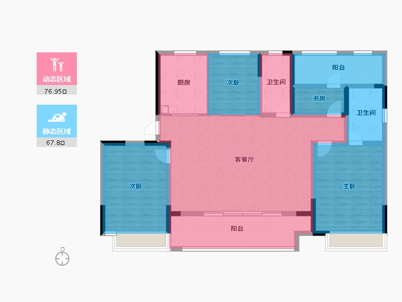 山东省-烟台市-绿城桂语江南-130.40-户型库-动静分区