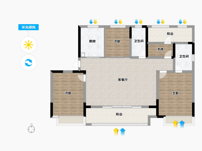 山东省-烟台市-绿城桂语江南-130.40-户型库-采光通风