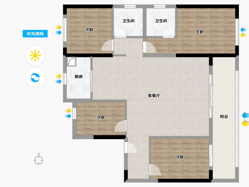 江苏省-徐州市-富春山居-118.40-户型库-采光通风