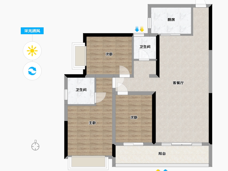 湖南省-衡阳市-恒建紫金湾-123.00-户型库-采光通风