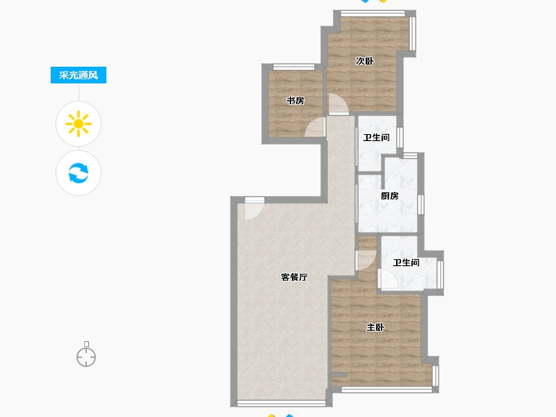 四川省-成都市-南城都汇5A期汇晴园-72.00-户型库-采光通风