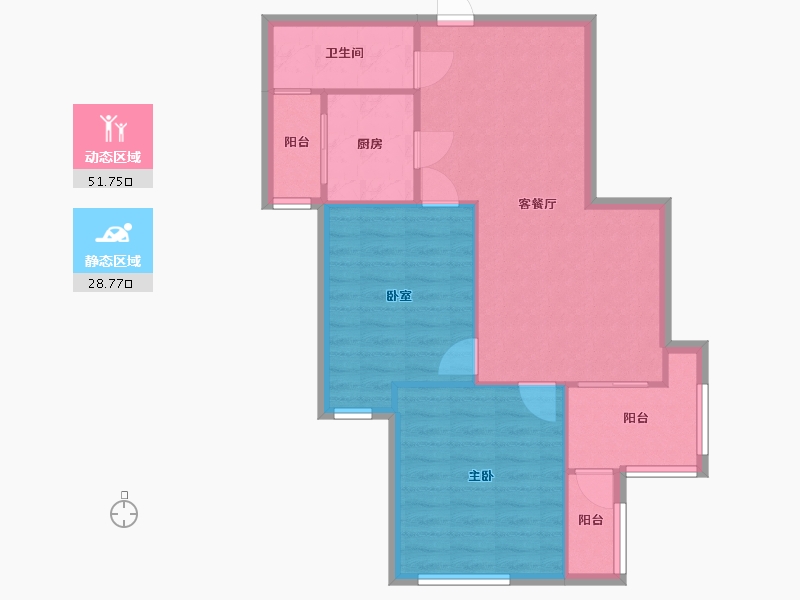 湖南省-长沙市-长房时代城-72.00-户型库-动静分区