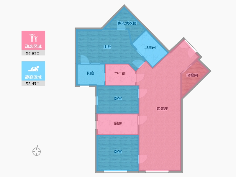 北京-北京市-阳光100国际公寓-111.64-户型库-动静分区