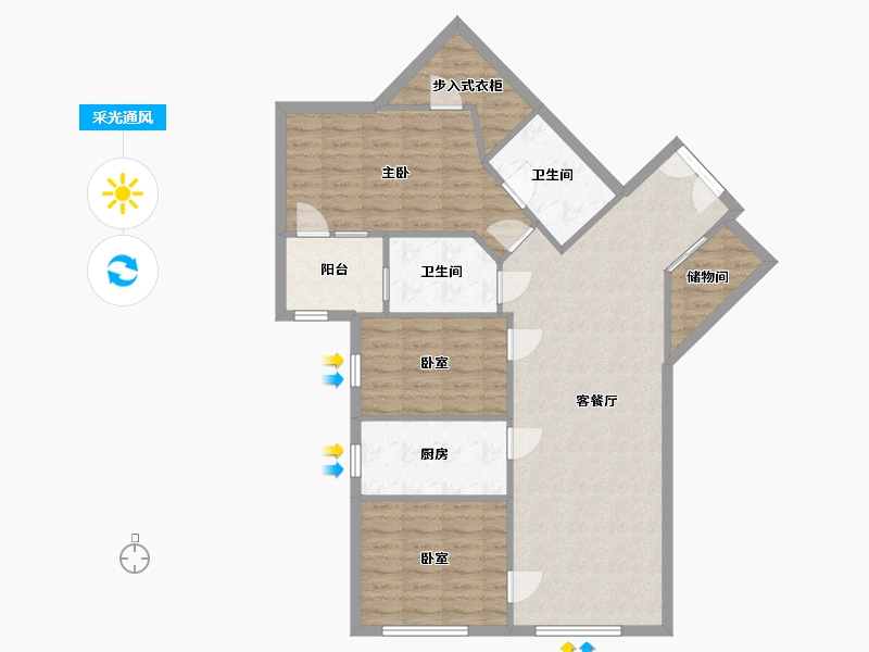 北京-北京市-阳光100国际公寓-111.64-户型库-采光通风