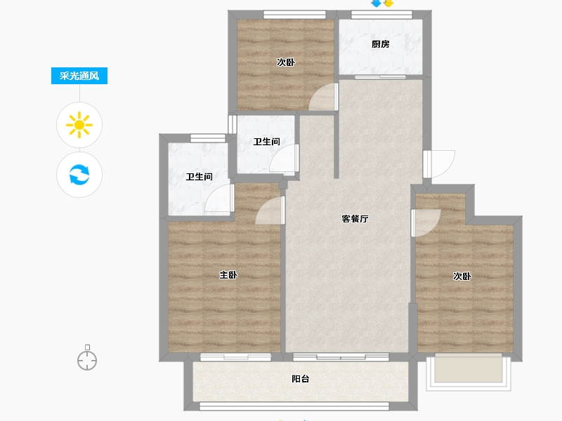 浙江省-宁波市-湖山一品-77.60-户型库-采光通风